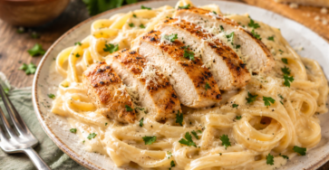 Easy creamy Chicken Alfredo Pasta with fettuccine