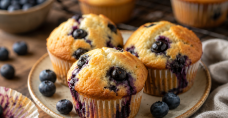 Easy moist blueberry muffins filled with fresh blueberries