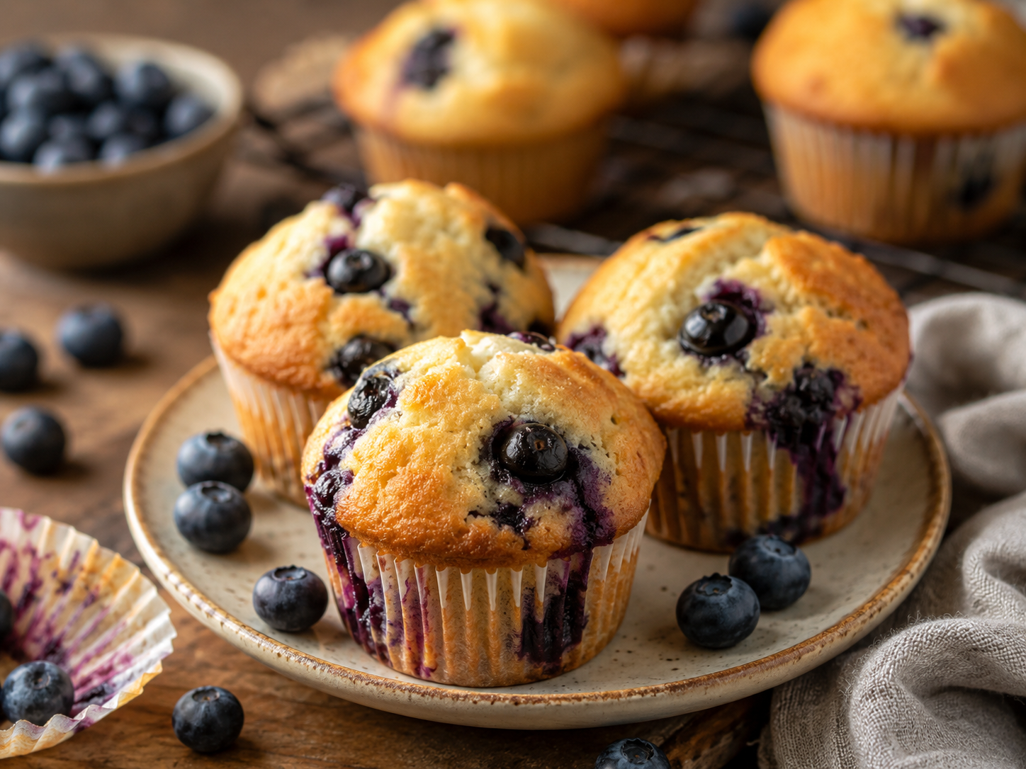 Easy moist blueberry muffins filled with fresh blueberries